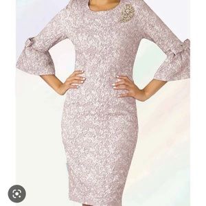 Lily and Taylor Stretch Jacquard Floral Midi Dress US 6